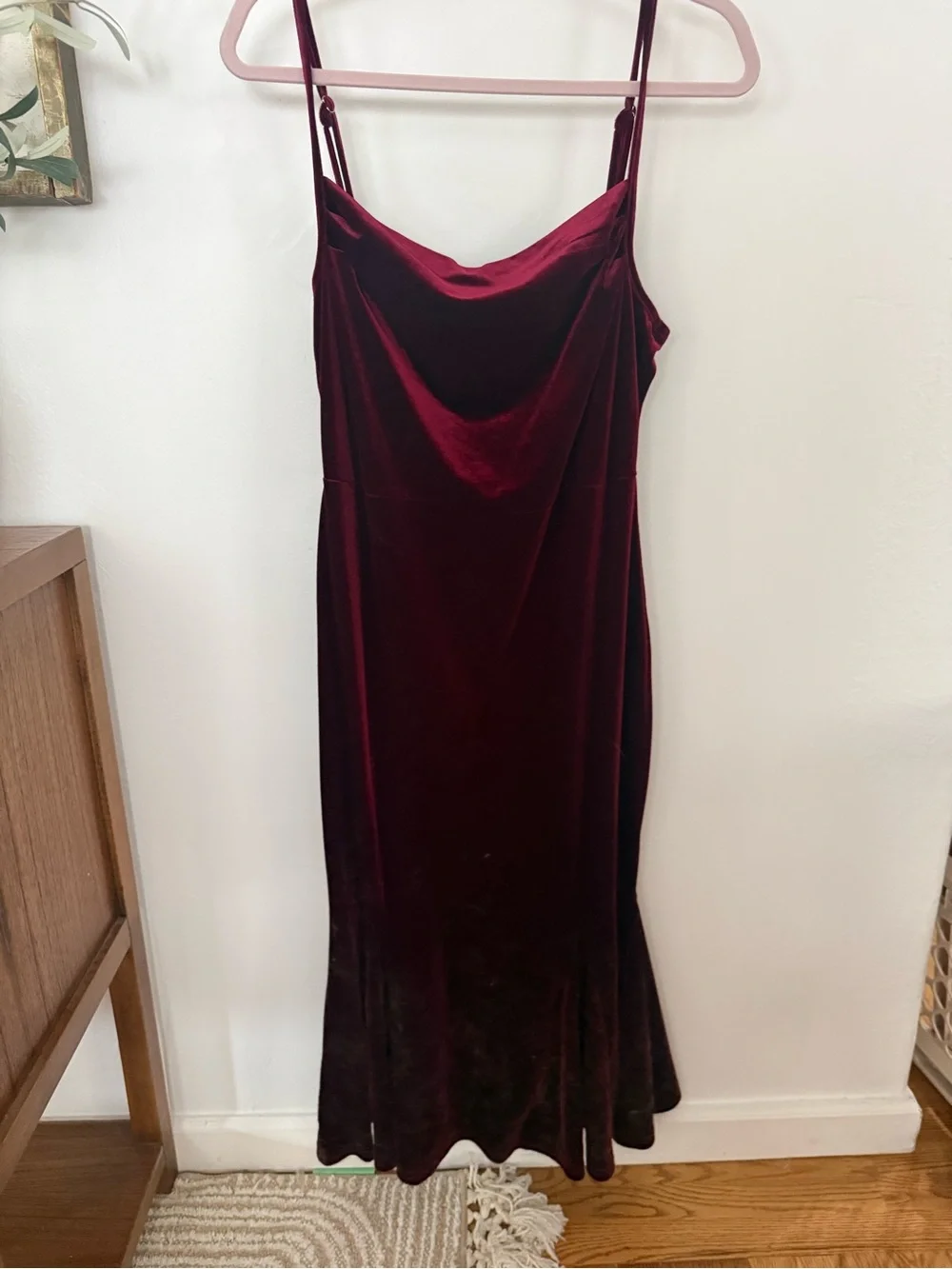 Cider Velvet Slip Midi Dress in Deep Burgundy - Picture 1 of 2